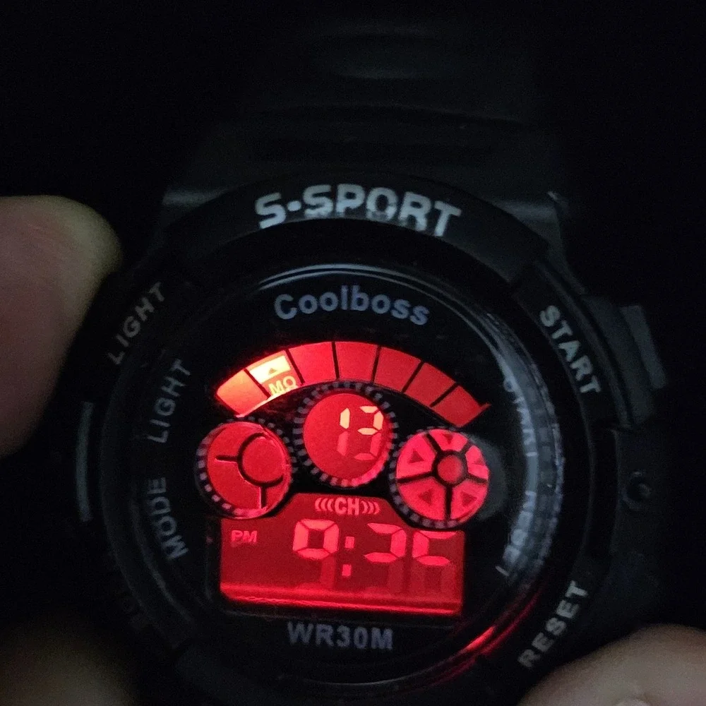 2X Digital Sports Girls Watches 37MM Black Multicolor Case Plastic Bands WORKING